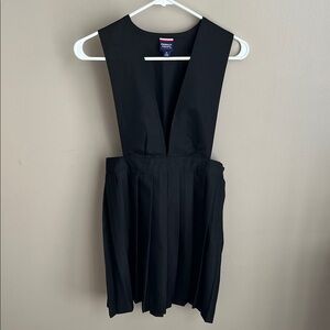 French Toast v-neck pleated jumper dress black school uniform girls 12 EUC